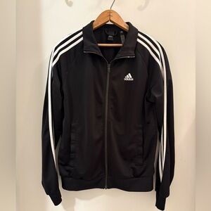 Adidas Women’s Classic 3 Stripe Black With White Stripes Zip Up Jacket GUC US S